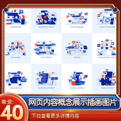 40款极简扁平手机app网页内容概念展示插画图片国外设计素材